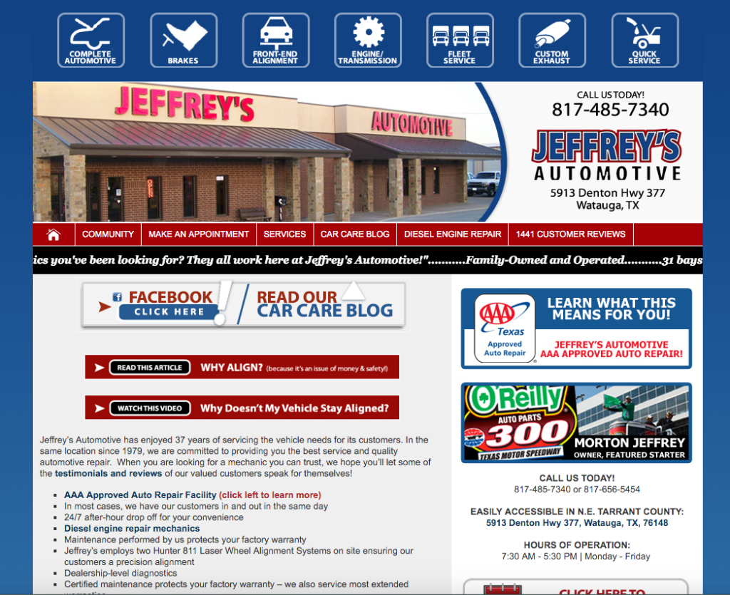Example of Jeffrey's Auto Web Design