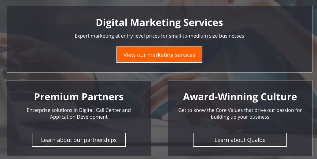 Image of Qualbe Marketing Home Page