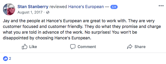 facebook review for auto repair company