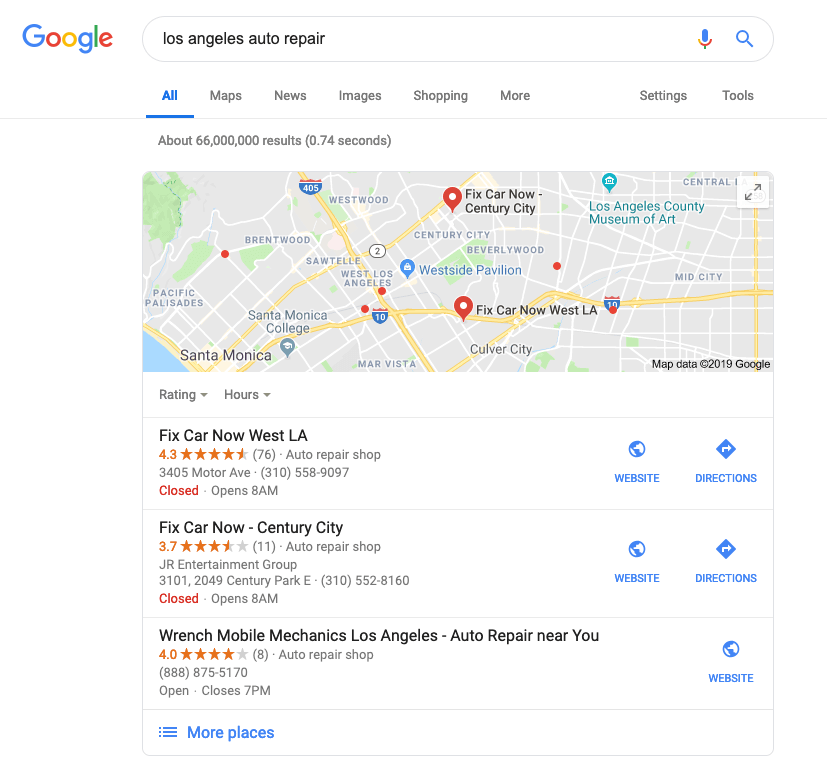 Local SEO Results for Car Repair Shops