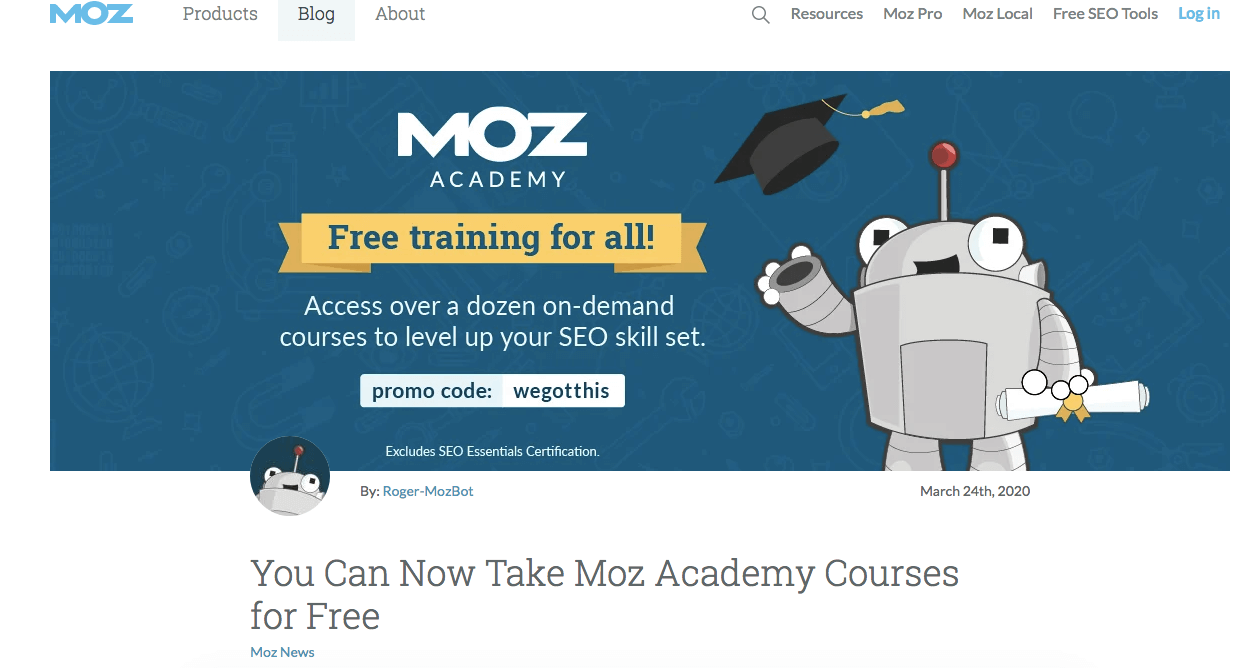 image of learning on the Moz Academy