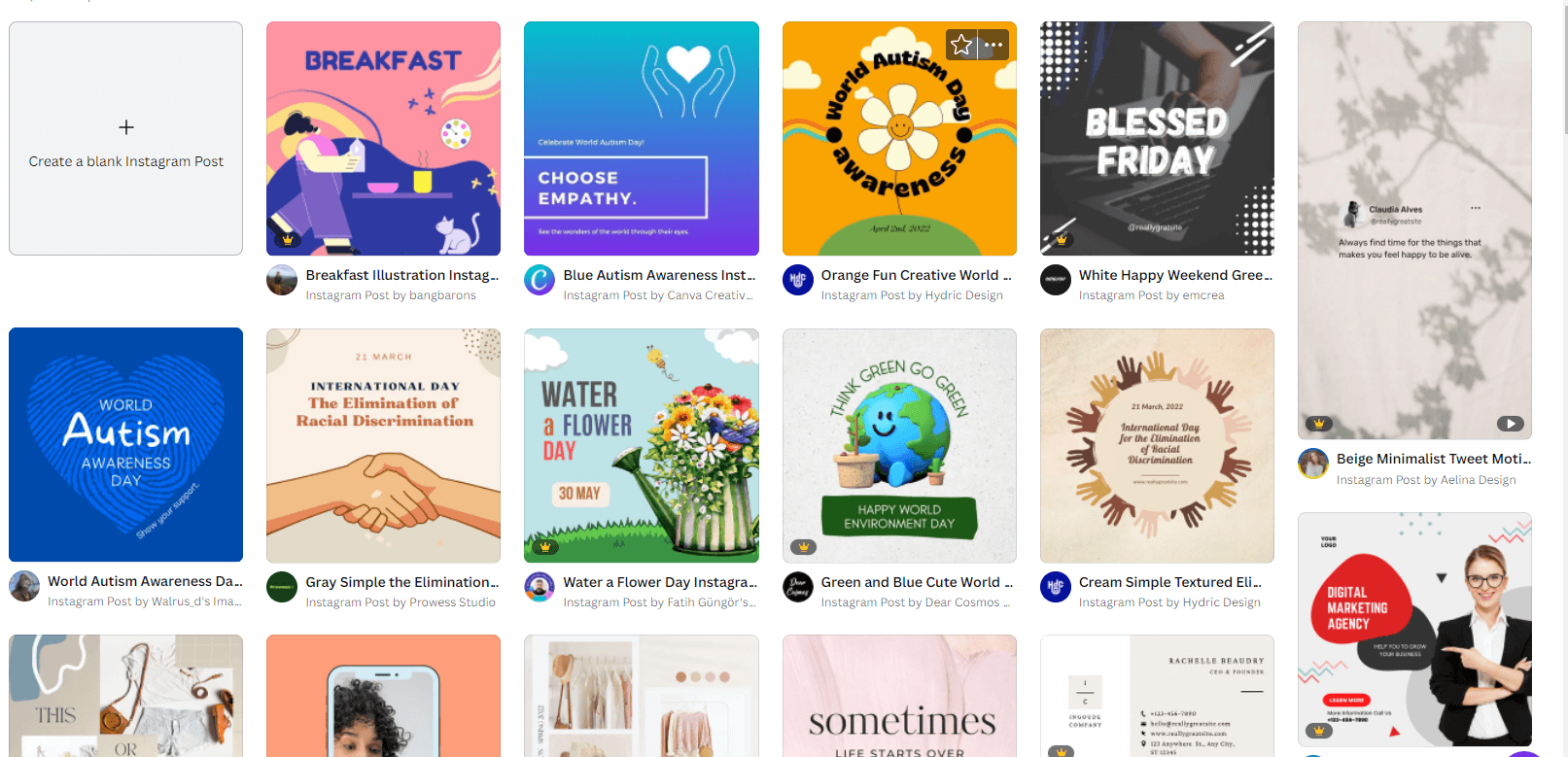 instagram template on canva