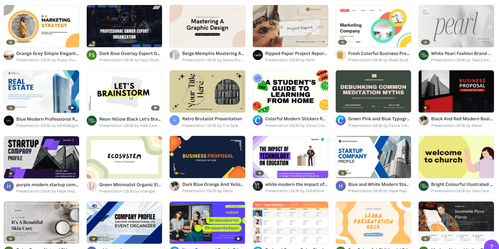 presentation templates in canva