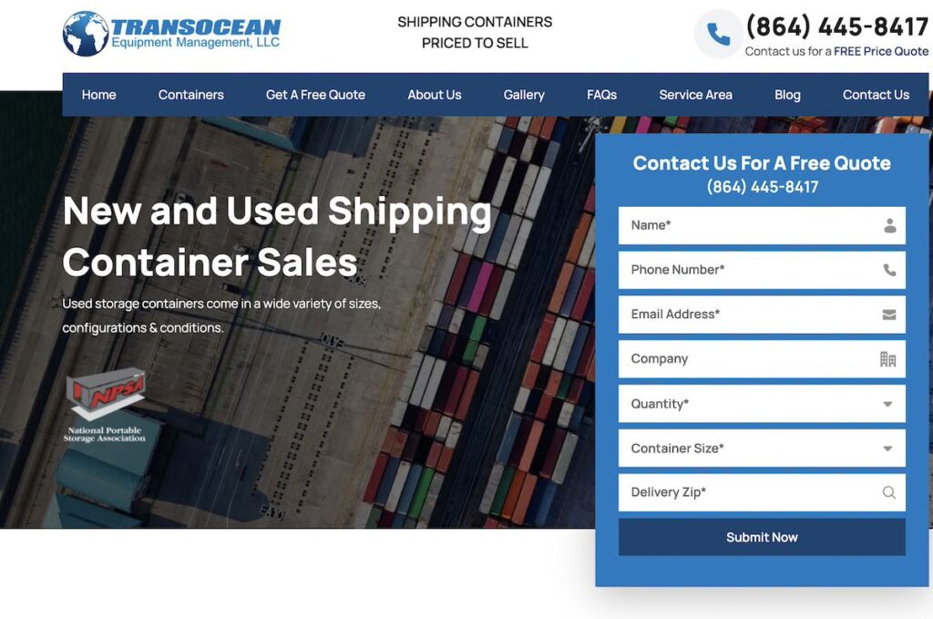custom wordpress website built for a portable storage company