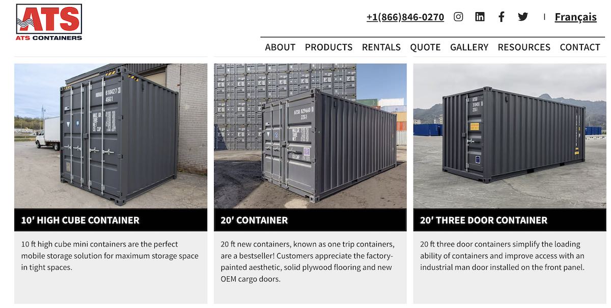 inventory list for a portable storage website