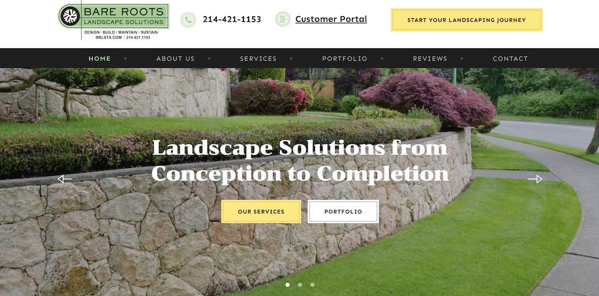 Landscaping landing page.